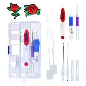 Planet Gates Style 1 Embroidery Stitching Punch Needles Pen Set Craft Tool for DIY Threaders Sewing Knitting Kit Embroidery Patterns with Case