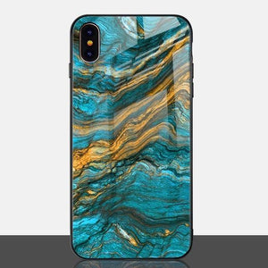 TOMKAS Luxury Marble Phone Case for iPhone X Xs Max Glass PC Agate Back Cover Silicone Soft Edge Coque Case for iPhone XS Max XR - Planet Gates