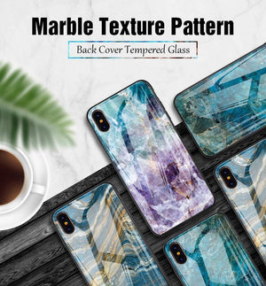 Planet Gates Style 1 / for iPhone X 10 TOMKAS Luxury Marble Phone Case for iPhone X Xs Max Glass PC Agate Back Cover Silicone Soft Edge Coque Case for iPhone XS Max XR