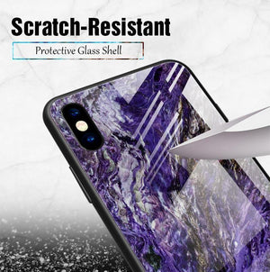 Planet Gates Style 1 / for iPhone X 10 TOMKAS Luxury Marble Phone Case for iPhone X Xs Max Glass PC Agate Back Cover Silicone Soft Edge Coque Case for iPhone XS Max XR