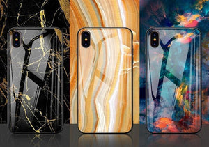 Planet Gates Style 1 / for iPhone X 10 TOMKAS Luxury Marble Phone Case for iPhone X Xs Max Glass PC Agate Back Cover Silicone Soft Edge Coque Case for iPhone XS Max XR