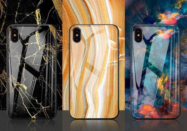 Planet Gates Style 1 / for iPhone X 10 TOMKAS Luxury Marble Phone Case for iPhone X Xs Max Glass PC Agate Back Cover Silicone Soft Edge Coque Case for iPhone XS Max XR