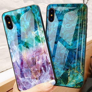 Planet Gates Style 1 / for iPhone X 10 TOMKAS Luxury Marble Phone Case for iPhone X Xs Max Glass PC Agate Back Cover Silicone Soft Edge Coque Case for iPhone XS Max XR