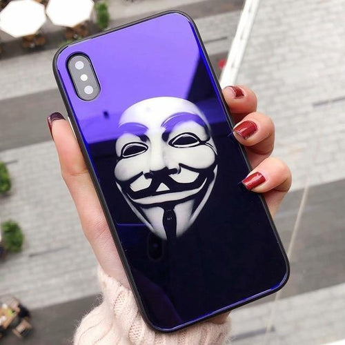 Planet Gates Style 1 / For iPhone X TOMKAS Blue Ray Tempered Glass Case For iPhone 7 Case Cartoon Pattern Cases For iPhone X 6 6S 8 Plus Cover Animal Phone Coque