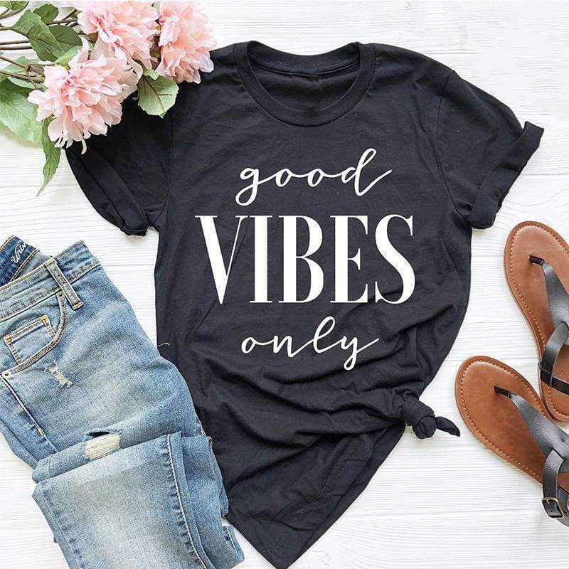 Planet Gates style 1 / L T-shirt fashion good vibes only letter printed printing graphic tees shirt happy female tee tshirt tops