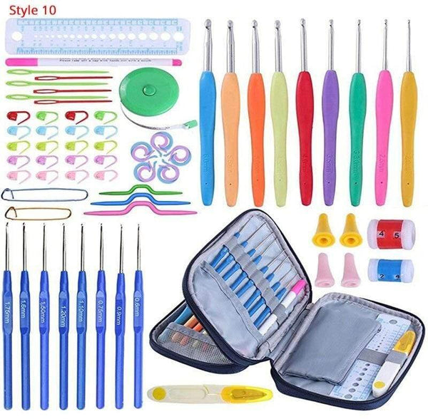 Planet Gates Style 10 Crochet Hooks Set With Case 35 Styles Knitting Needles Set DIY Needle Arts Craft Scissors Stitch Markers Sewing Tools