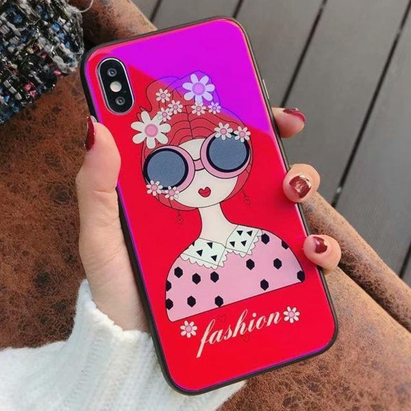 Planet Gates Style 10 / For iPhone X TOMKAS Blue Ray Tempered Glass Case For iPhone 7 Case Cartoon Pattern Cases For iPhone X 6 6S 8 Plus Cover Animal Phone Coque