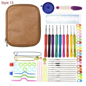 Planet Gates Style 13 Crochet Hooks Set With Case 35 Styles Knitting Needles Set DIY Needle Arts Craft Scissors Stitch Markers Sewing Tools