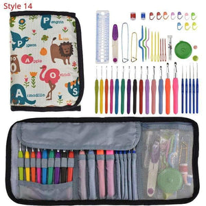 Planet Gates Style 14 Crochet Hooks Set With Case 35 Styles Knitting Needles Set DIY Needle Arts Craft Scissors Stitch Markers Sewing Tools