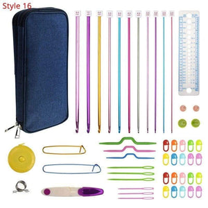 Planet Gates Style 16 Crochet Hooks Set With Case 35 Styles Knitting Needles Set DIY Needle Arts Craft Scissors Stitch Markers Sewing Tools