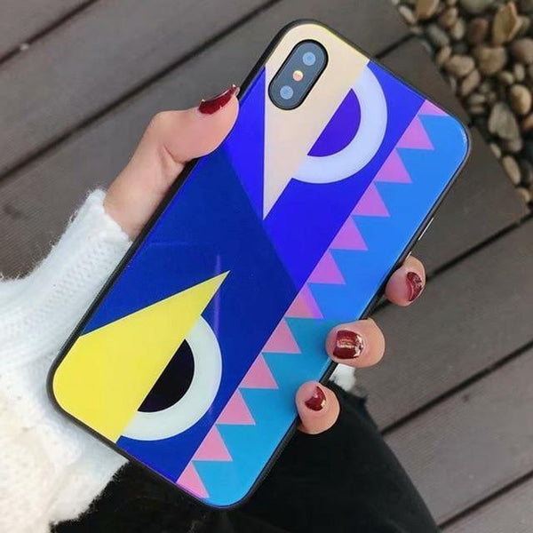 Planet Gates Style 19 / For iPhone X TOMKAS Blue Ray Tempered Glass Case For iPhone 7 Case Cartoon Pattern Cases For iPhone X 6 6S 8 Plus Cover Animal Phone Coque