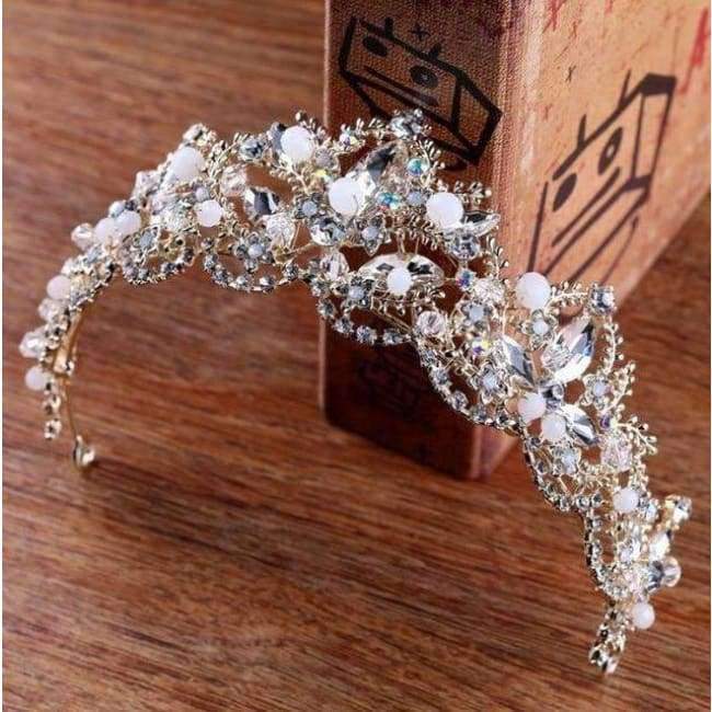 Planet Gates 2018 New Fashion Baroque Luxury Crystal AB Bridal Crown Tiaras Light Gold Diadem Tiaras for Women Bride Wedding Hair Accessories
