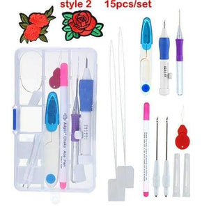 Planet Gates style 2 Embroidery Stitching Punch Needle Tool Sets Magic Embroidery Stitching Punch Pen With Case DIY Craft Sewing Tool for Embroidery