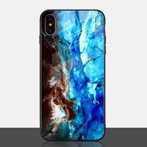 Planet Gates Style 2 / for iPhone X 10 TOMKAS Luxury Marble Phone Case for iPhone X Xs Max Glass PC Agate Back Cover Silicone Soft Edge Coque Case for iPhone XS Max XR
