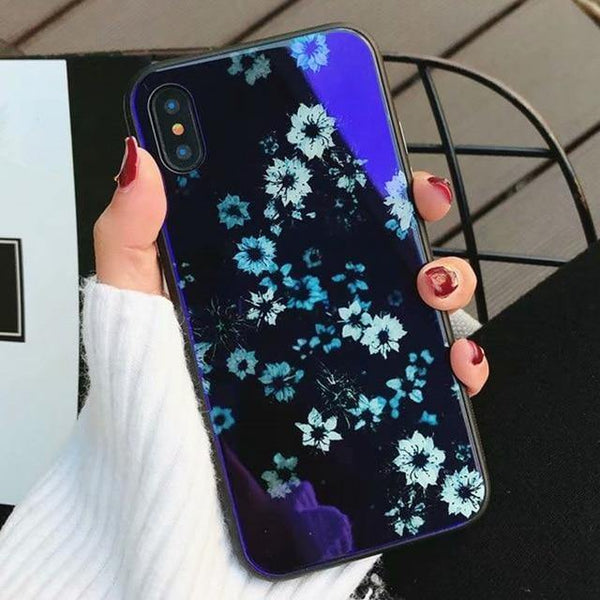 Planet Gates Style 21 / For iPhone X TOMKAS Blue Ray Tempered Glass Case For iPhone 7 Case Cartoon Pattern Cases For iPhone X 6 6S 8 Plus Cover Animal Phone Coque