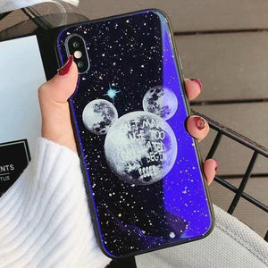 TOMKAS Blue Ray Tempered Glass Case For iPhone 7 Case Cartoon Pattern Cases For iPhone X 6 6S 8 Plus Cover Animal Phone Coque - Planet Gates