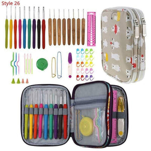 Planet Gates Style 26 Crochet Hooks Set With Case 35 Styles Knitting Needles Set DIY Needle Arts Craft Scissors Stitch Markers Sewing Tools