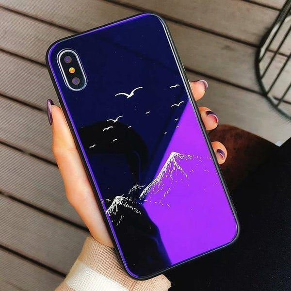 Planet Gates Style 27 / For iPhone X TOMKAS Blue Ray Tempered Glass Case For iPhone 7 Case Cartoon Pattern Cases For iPhone X 6 6S 8 Plus Cover Animal Phone Coque