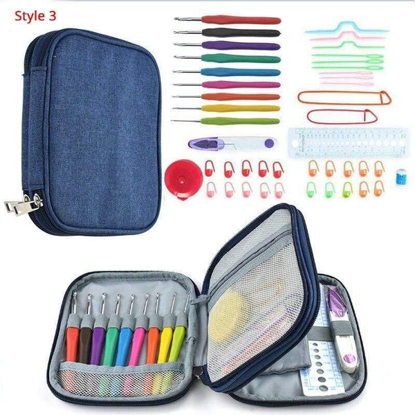 Planet Gates Style 3 Crochet Hooks Set With Case 35 Styles Knitting Needles Set DIY Needle Arts Craft Scissors Stitch Markers Sewing Tools