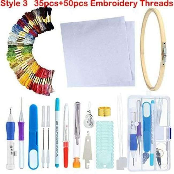 Planet Gates style 3 Embroidery Stitching Punch Needle Tool Sets Magic Embroidery Stitching Punch Pen With Case DIY Craft Sewing Tool for Embroidery