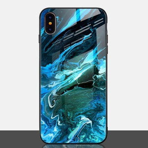 TOMKAS Luxury Marble Phone Case for iPhone X Xs Max Glass PC Agate Back Cover Silicone Soft Edge Coque Case for iPhone XS Max XR - Planet Gates