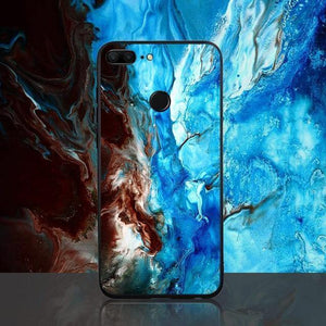 Planet Gates Style 3 / P20 Lite TOMKAS Agate Marble Phone Case for Huawei P20 Lite Case on Honor 9 Lite Soft Edge PC+Glass Back Cover Case on for Huawei P Smart