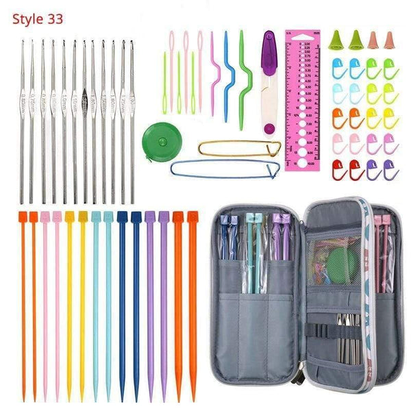 Planet Gates Style 33 Crochet Hooks Set With Case 35 Styles Knitting Needles Set DIY Needle Arts Craft Scissors Stitch Markers Sewing Tools