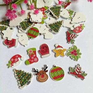 Planet Gates Style 4 150Pcs Fashion Bulk Random Mixed Christmas Wood Button Sewing Accessories Decoration Buttons Handmade Scrapbooking Craft DIY