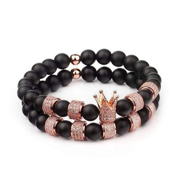 Planet Gates Style 4 / 21cm Men bracelets 2pcs/set Luxury Fashion Crown Charm Bracelet Men's Natural Stone Bracelets For Women And Men Gift Gifts