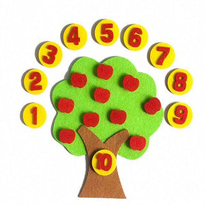 Planet Gates Style 4-Apple / United States Kids Montessori Toys Materials DIY Non-woven Math Toys Numbers Counting Toy Educational Learning Toys for Children Teaching Aids