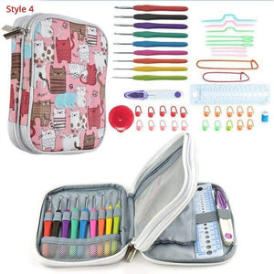Planet Gates Style 4 Crochet Hooks Set With Case 35 Styles Knitting Needles Set DIY Needle Arts Craft Scissors Stitch Markers Sewing Tools