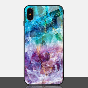 Planet Gates Style 4 / for iPhone X 10 TOMKAS Luxury Marble Phone Case for iPhone X Xs Max Glass PC Agate Back Cover Silicone Soft Edge Coque Case for iPhone XS Max XR