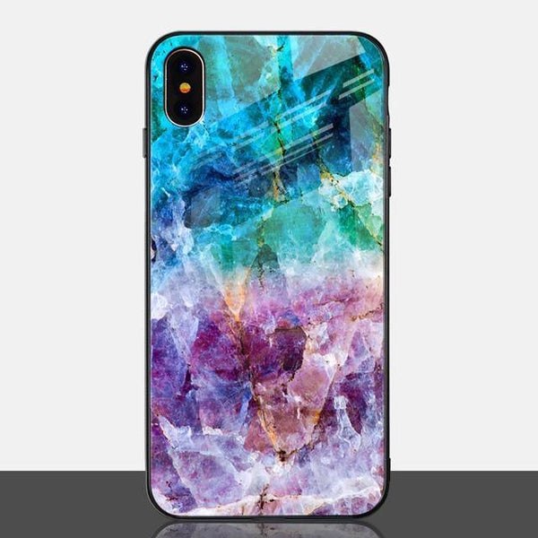 Planet Gates Style 4 / for iPhone X 10 TOMKAS Luxury Marble Phone Case for iPhone X Xs Max Glass PC Agate Back Cover Silicone Soft Edge Coque Case for iPhone XS Max XR