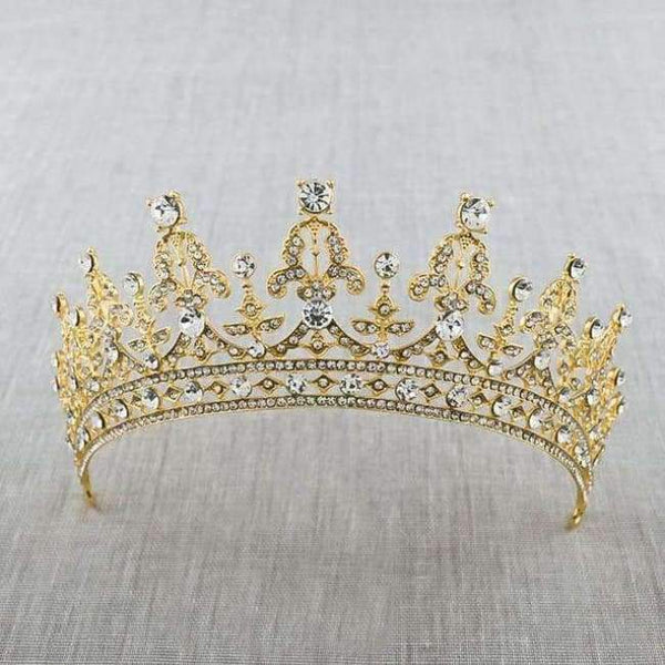 Planet Gates Style 4 Gold 2018 New Fashion Baroque Luxury Crystal AB Bridal Crown Tiaras Light Gold Diadem Tiaras for Women Bride Wedding Hair Accessories