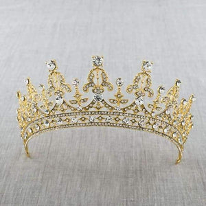 Planet Gates Style 4 Gold New Fashion Baroque Luxury Crystal AB Bridal Crown Tiaras Light Gold Diadem Tiaras for Women Bride Wedding Hair Accessories