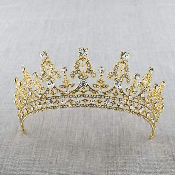 Planet Gates Style 4 Gold New Fashion Baroque Luxury Crystal AB Bridal Crown Tiaras Light Gold Diadem Tiaras for Women Bride Wedding Hair Accessories