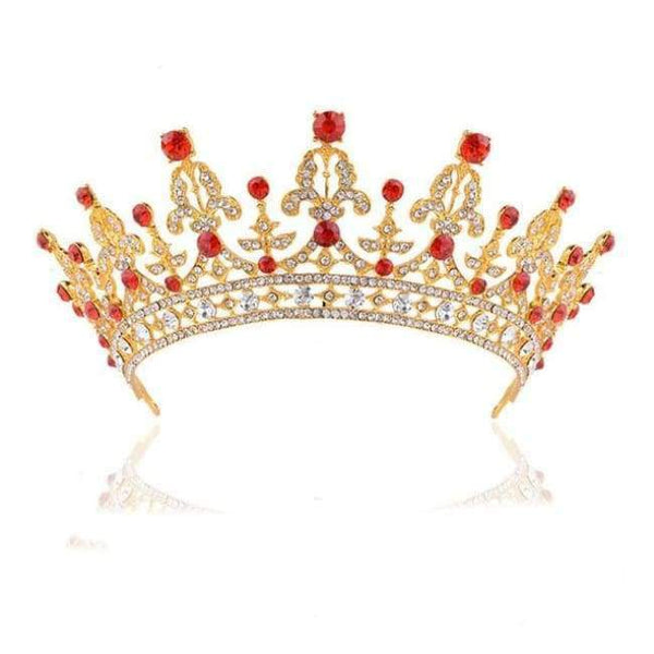 Planet Gates Style 4 Red New Fashion Baroque Luxury Crystal AB Bridal Crown Tiaras Light Gold Diadem Tiaras for Women Bride Wedding Hair Accessories