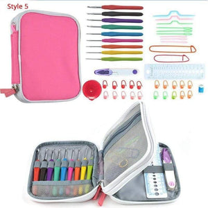 Planet Gates Style 5 Crochet Hooks Set With Case 35 Styles Knitting Needles Set DIY Needle Arts Craft Scissors Stitch Markers Sewing Tools