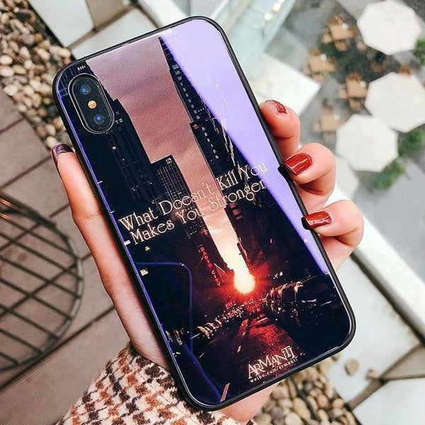 Planet Gates Style 5 / For iPhone X TOMKAS Blue Ray Tempered Glass Case For iPhone 7 Case Cartoon Pattern Cases For iPhone X 6 6S 8 Plus Cover Animal Phone Coque