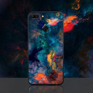 Planet Gates Style 5 / P20 Lite TOMKAS Agate Marble Phone Case for Huawei P20 Lite Case on Honor 9 Lite Soft Edge PC+Glass Back Cover Case on for Huawei P Smart