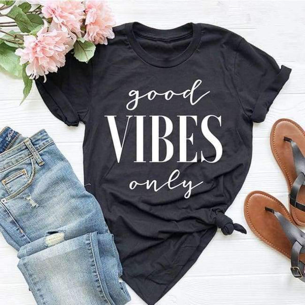 Planet Gates style 6 / L T-shirt fashion good vibes only letter printed printing graphic tees shirt happy female tee tshirt tops