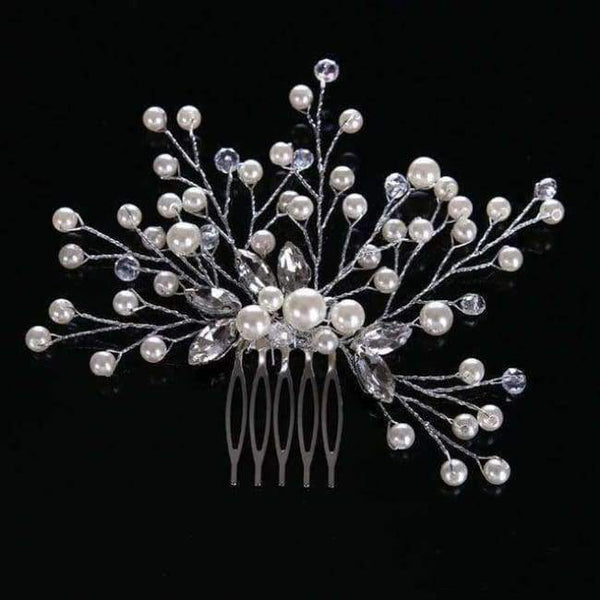 Planet Gates Style 7 Silver 2018 New Luxurious Bride Hair Accessories 100% Handmade Pearl Wedding Hair Jewelry Party Pom Bridal Starry Hair Comb Pearl Tiara