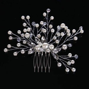 Planet Gates Style 7 Silver New Luxurious Bride Hair Accessories 100% Handmade Pearl Wedding Hair Jewelry Party Pom Bridal Starry Hair Comb Pearl Tiara
