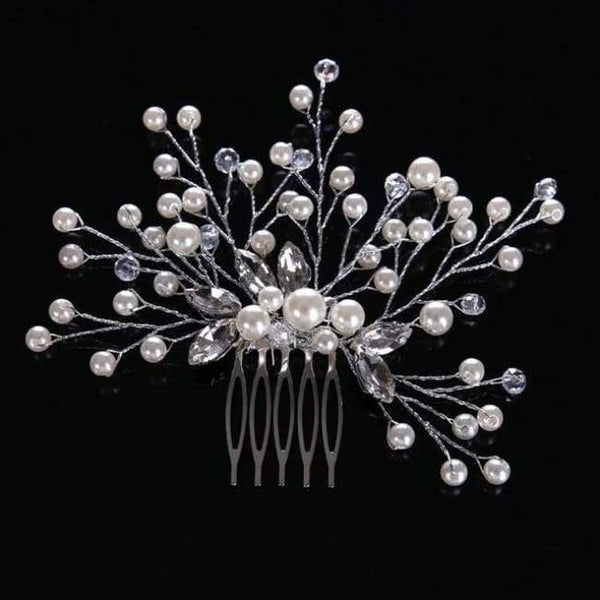 Planet Gates Style 7 Silver New Luxurious Bride Hair Accessories 100% Handmade Pearl Wedding Hair Jewelry Party Pom Bridal Starry Hair Comb Pearl Tiara