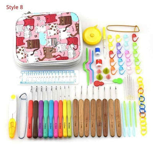 Planet Gates Style 8 Crochet Hooks Set With Case 35 Styles Knitting Needles Set DIY Needle Arts Craft Scissors Stitch Markers Sewing Tools