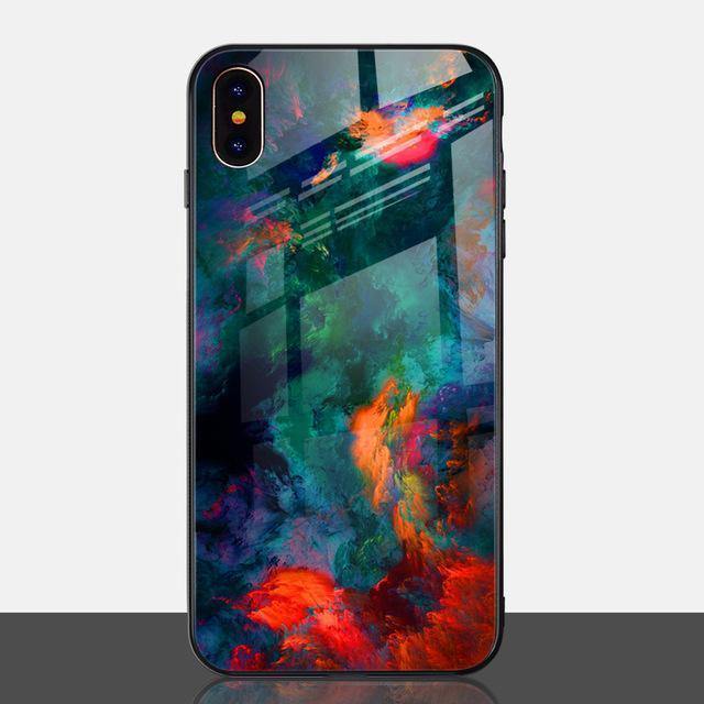 Planet Gates Style 1 / for iPhone X 10 TOMKAS Luxury Marble Phone Case for iPhone X Xs Max Glass PC Agate Back Cover Silicone Soft Edge Coque Case for iPhone XS Max XR