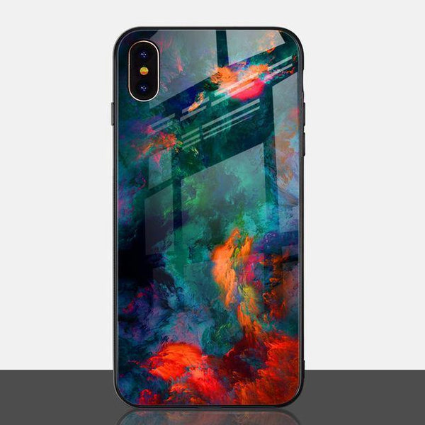TOMKAS Luxury Marble Phone Case for iPhone X Xs Max Glass PC Agate Back Cover Silicone Soft Edge Coque Case for iPhone XS Max XR - Planet Gates