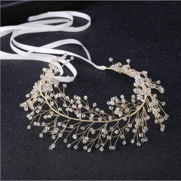 Planet Gates Style 9 Noble Crystal Rhinestone Bridal Headpieces Satin Ribbon Wedding Hair Accessories for Brides Tiaras Crowns Headbands