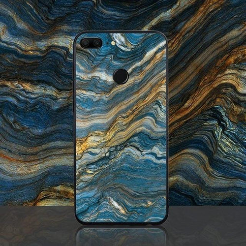 Planet Gates Style 9 / P20 Lite TOMKAS Agate Marble Phone Case for Huawei P20 Lite Case on Honor 9 Lite Soft Edge PC+Glass Back Cover Case on for Huawei P Smart