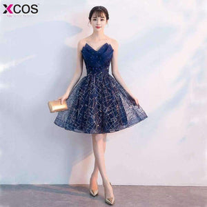 Planet Gates Style A / 2 Beaded Cocktail Party Dress 2018  Elegant A-Line Mini Navy Blue Lady Cocktail Dresses Short Dresses